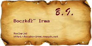 Boczkó Irma névjegykártya