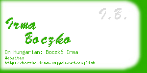 irma boczko business card
