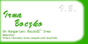 irma boczko business card